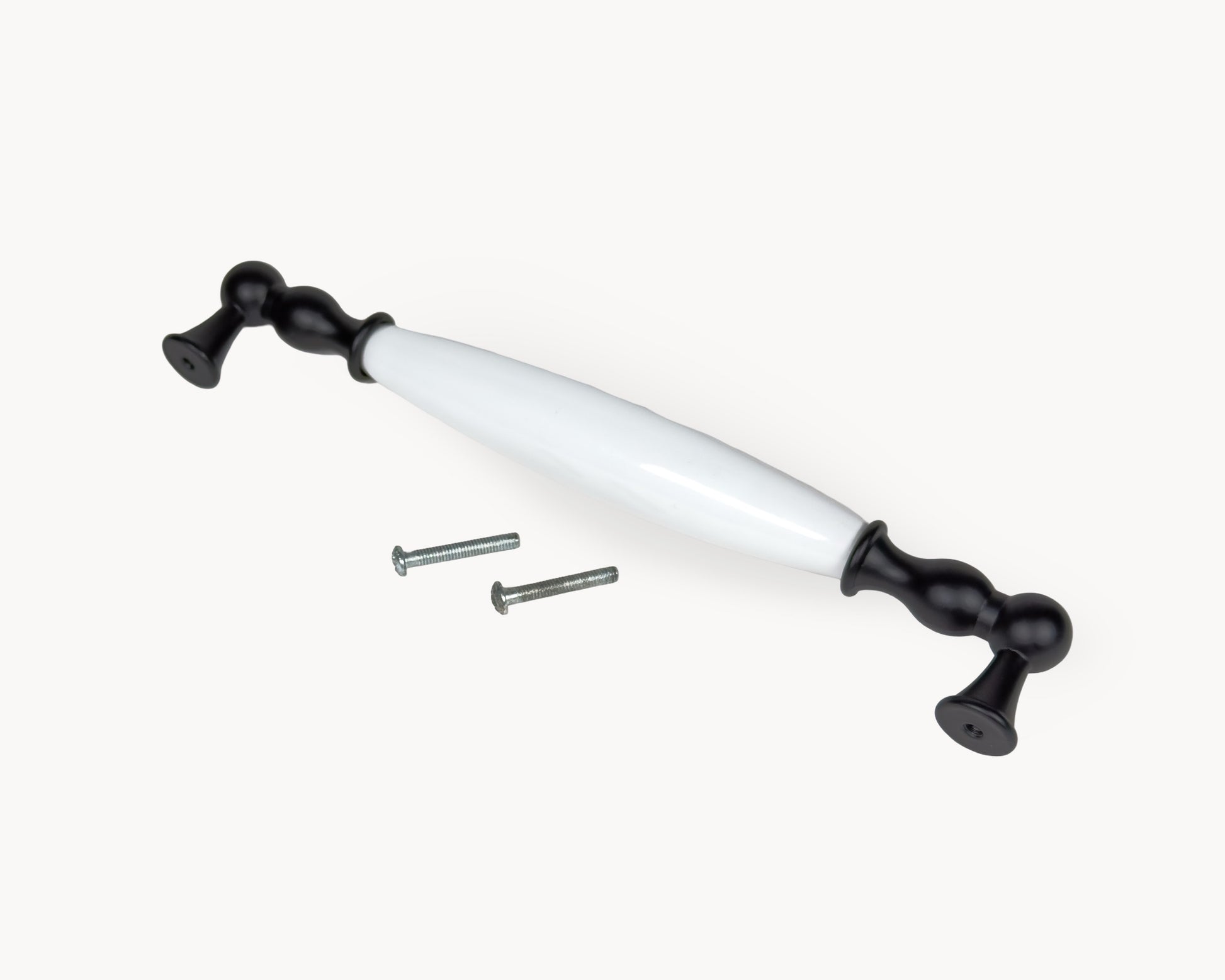 Belmira black porcelain handle 192mm shown with included mounting screws