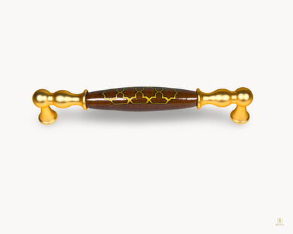 Belnua Belmira gold handle 160mm with dark brown porcelain and golden tile motif