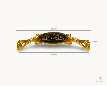Belnua - Dimensions of Nureya gold handle with black porcelain/ceramic insert