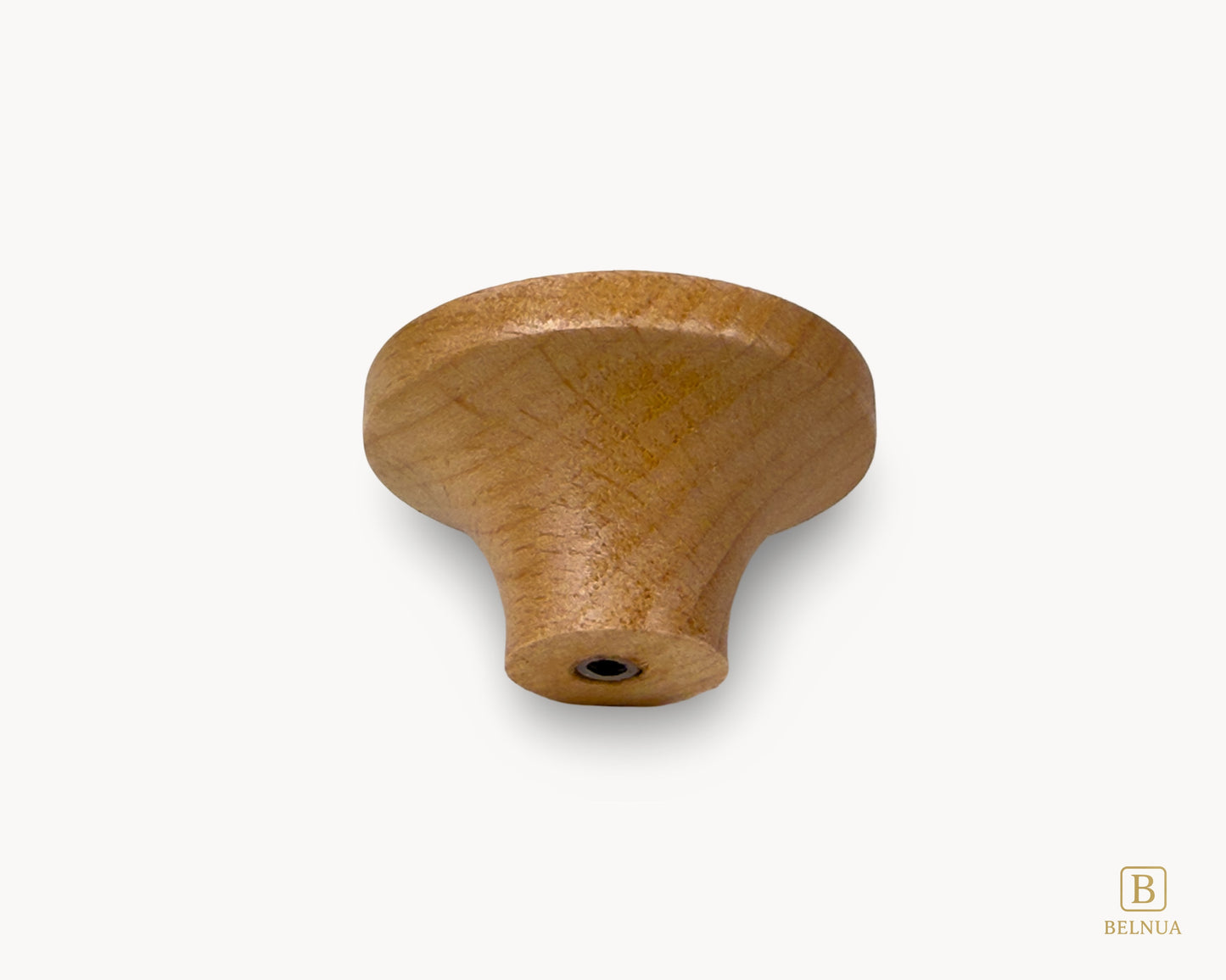 Belnua - Back view of Nuvino children oak wood knob with moon and star porcelain insert for nursery, children, teens, girls room and furniture