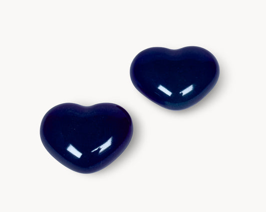 Belnua Veyla cobalt porcelain heart knob front view on neutral background