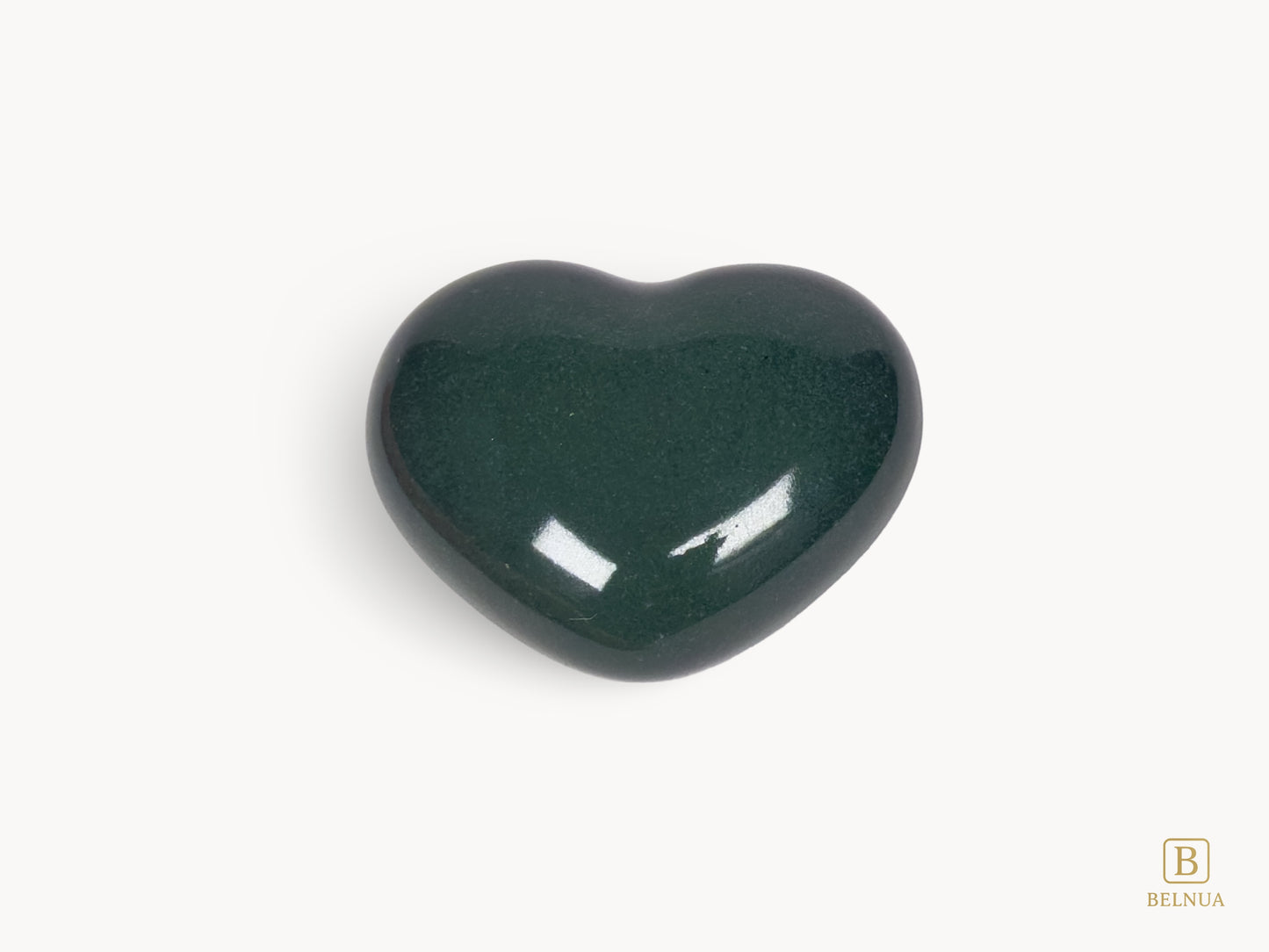 Belnua Veyla dark green porcelain heart knob, front view