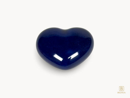 Belnua Veyla heart-shaped porcelain knob in cobalt blue, single knob front view on porcelain white background