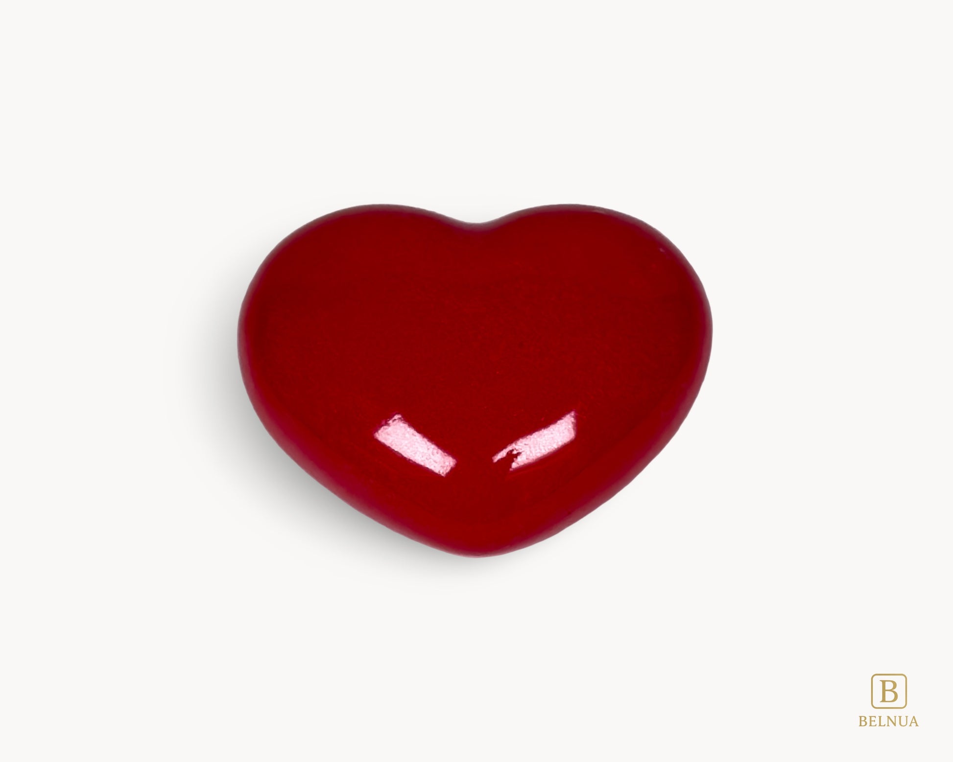 Belnua Veyla red porcelain heart knob front view on neutral background