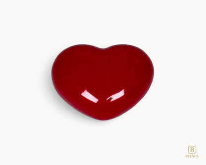 Belnua Veyla red porcelain heart knob front view on neutral background