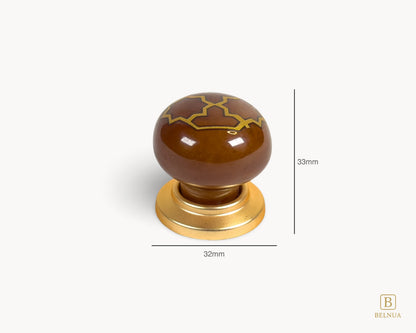 Belnua - Measurements of ZERRA golden tile cabinet knob on brown porcelain insert
