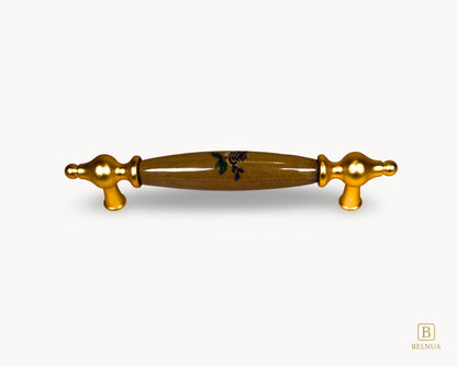 Lumora gold porcelain cabinet handle 128mm centre to centre front view