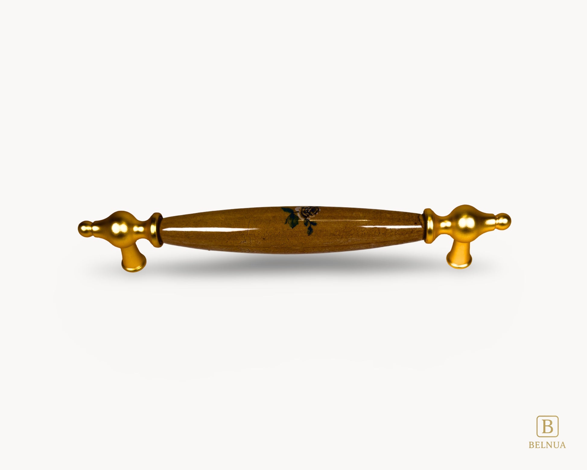 Lumora gold porcelain cabinet handle 160mm centre to centre front view