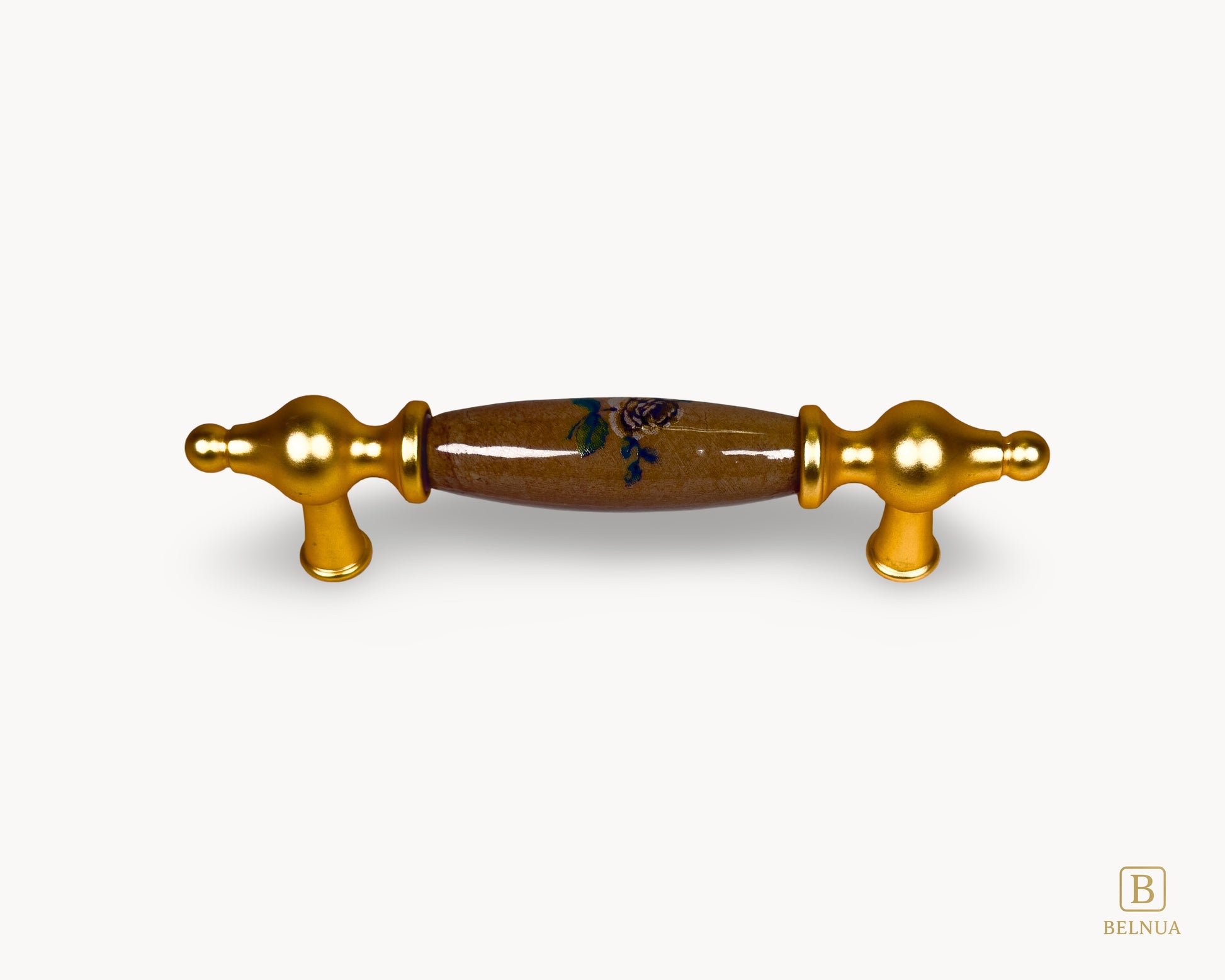LUMORA gold porcelain handle 96mm centre-to-centre front view