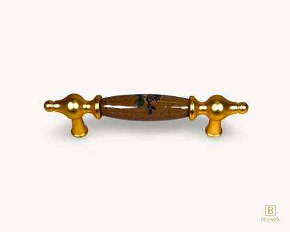 LUMORA gold porcelain handle 96mm centre-to-centre front view
